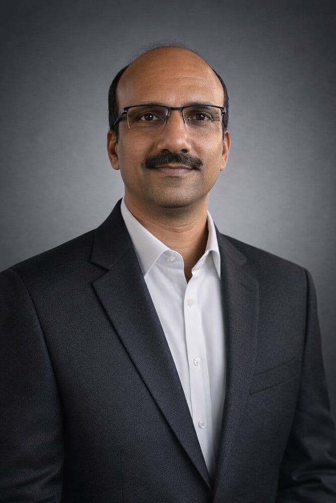 Owner of Global Printers reviewing a freshly printed sample at the press — 30 years of craft in every detail